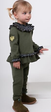 Chándal bebé niña afelpado verde militar - Nekenia