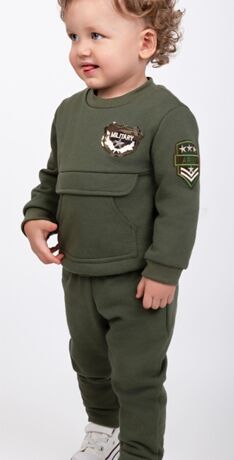 Chándal bebé niño afelpado verde militar - Nekenia