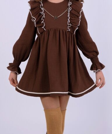Vestido niña bambula marrón - Nekenia