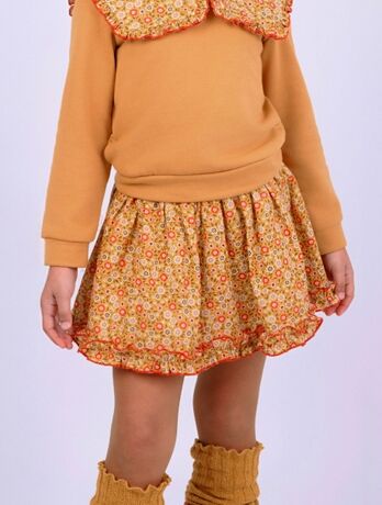 Conjunto sudadera y falda niña Liberty ocre - Nekenia