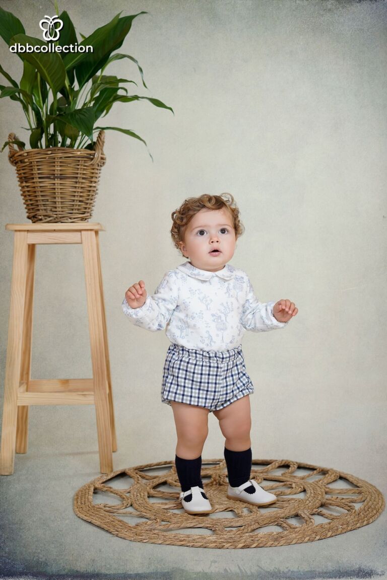 Conjunto bebé niño estampado azul y cuadros – DBB Collection