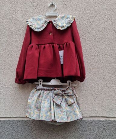 Conjunto granate florecillas - Dulce tiovivo